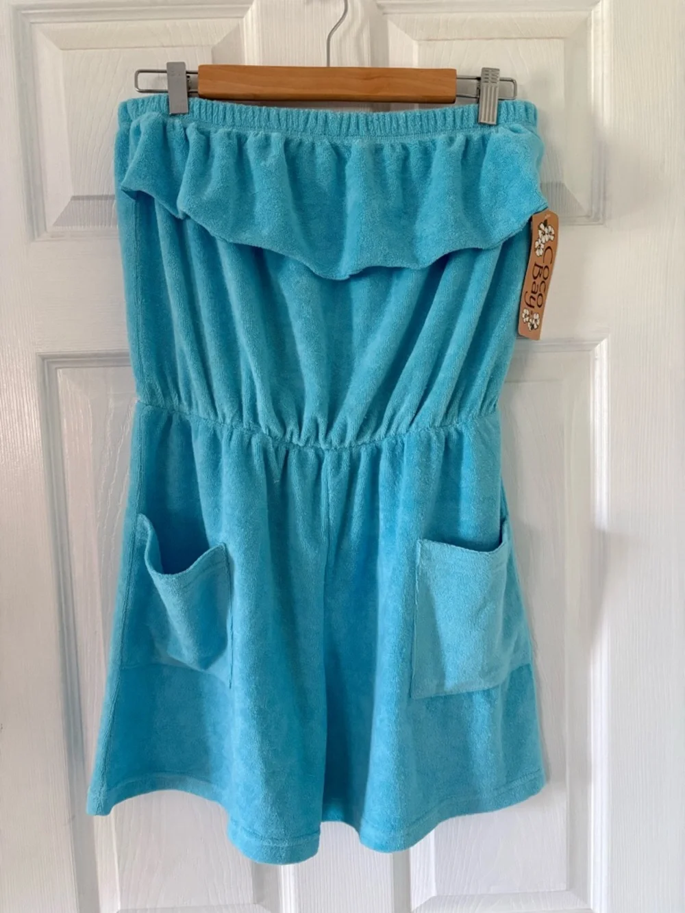 NWT Terry Cloth Strapless Romper Blue Coco Bay Beach Cover Up L - Picture 7 of 7